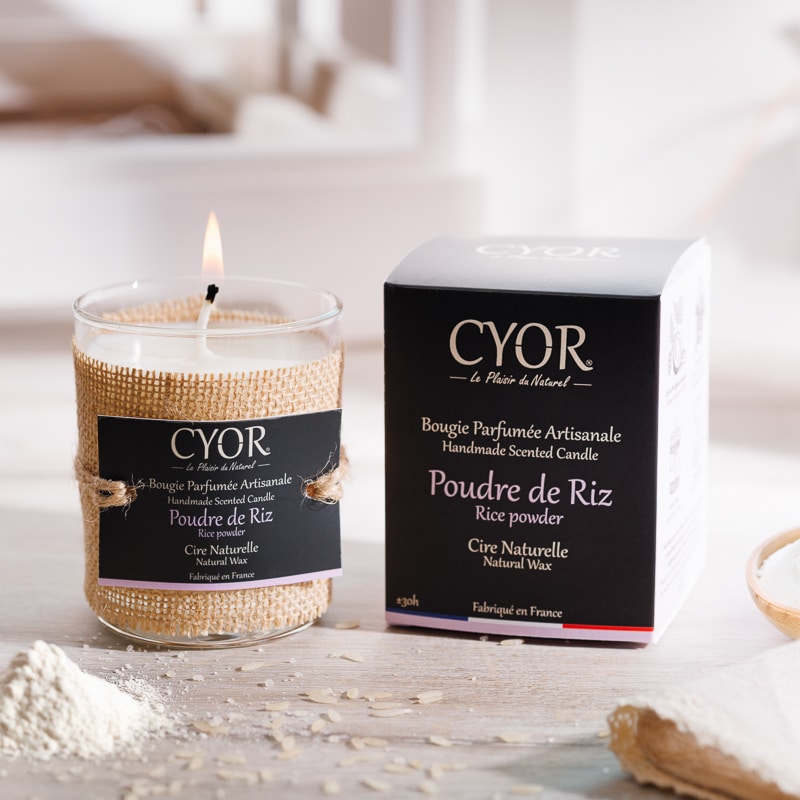bougie artisanale poudre de riz